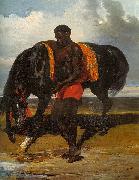 Alfred Dedreux, Africain tenant un cheval au bord d'une mer